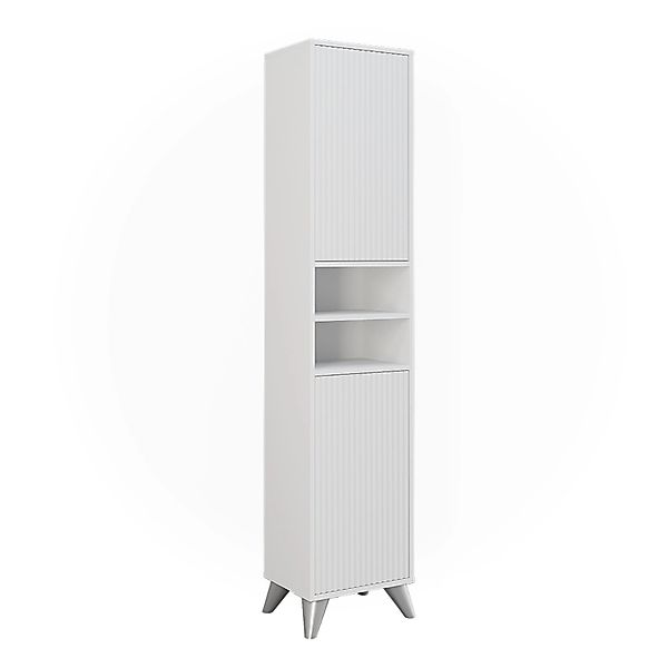 Vicco Badschrank Leano Weiß 38 x 180 cm mit 2 Türen günstig online kaufen