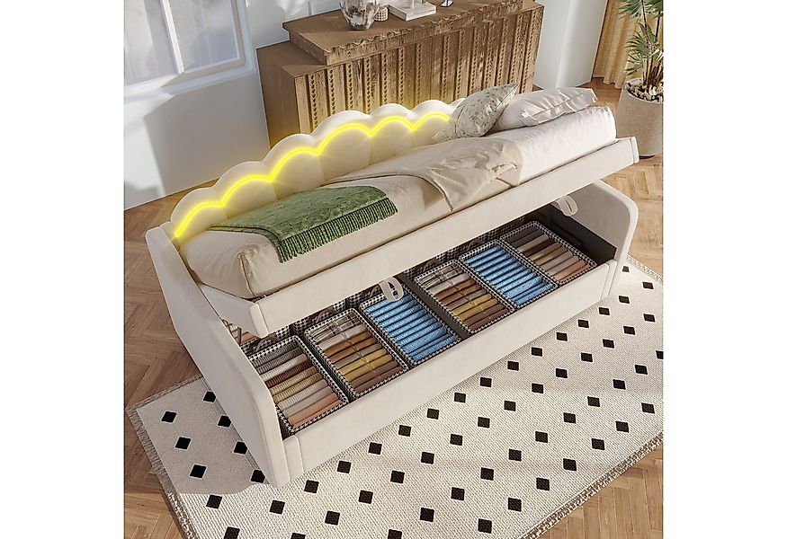 STILVORA Schlafsofa Polsterbett 90x200 mit bettkasten,Einzelbett Jugendbett günstig online kaufen