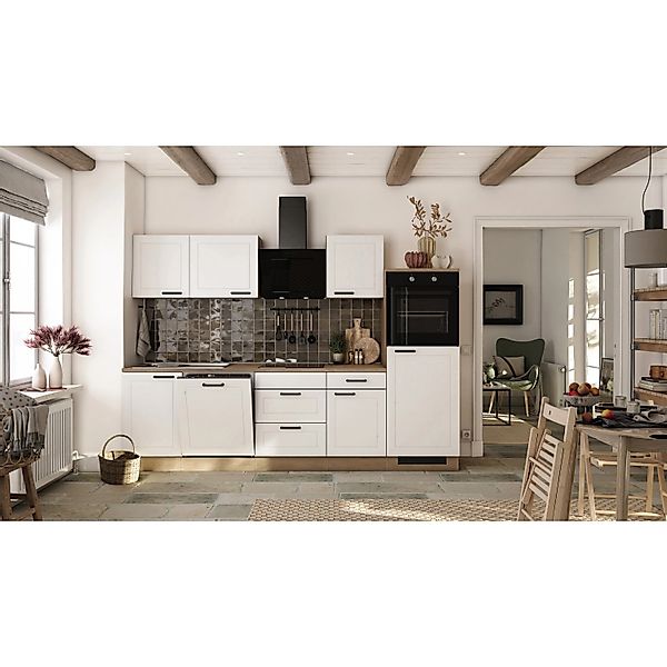 Flex-Well Exclusiv Küche 2327-019 Julia 280 cm Weiß matt-Cosmopolitan Eiche günstig online kaufen