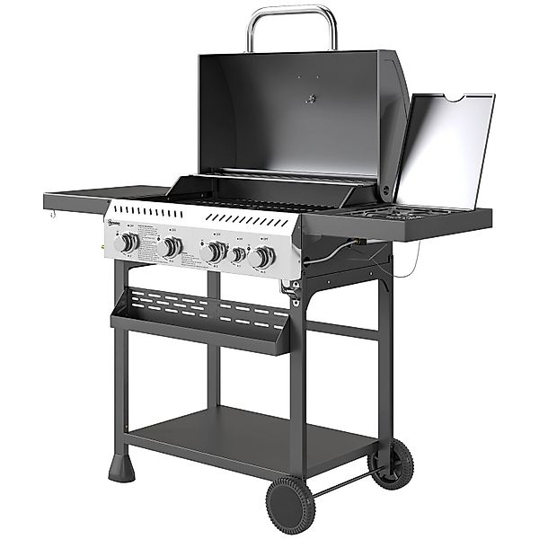 Outsunny Gasgrill Edelstahl Schwarz 135L x 55B x 103H cm günstig online kaufen