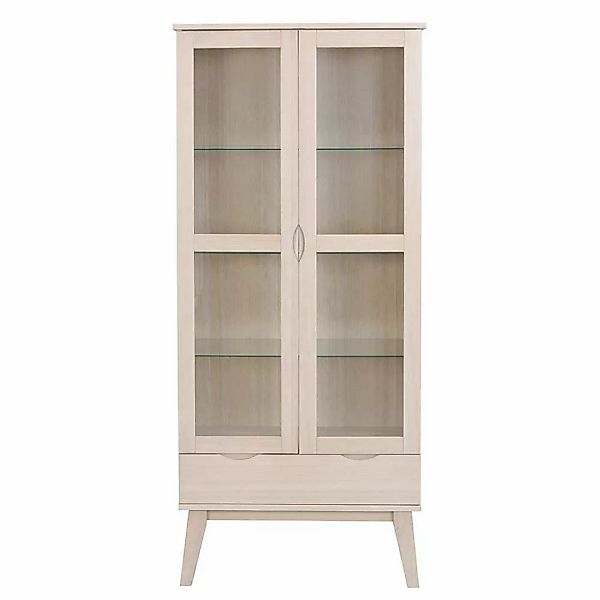 Vitrine in Eiche White Wash teilmassiv 185 cm günstig online kaufen