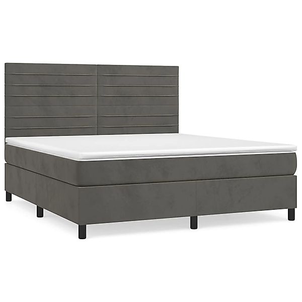 vidaXL Boxspringbett mit Matratze Dunkelgrau 180x200 cm Samt1537934 günstig online kaufen