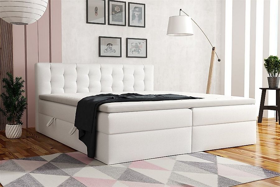 Fun Möbel Boxbett Schlafzimmerbett DIAGO in Kunstleder "Soft" Weiß (inkl. B günstig online kaufen