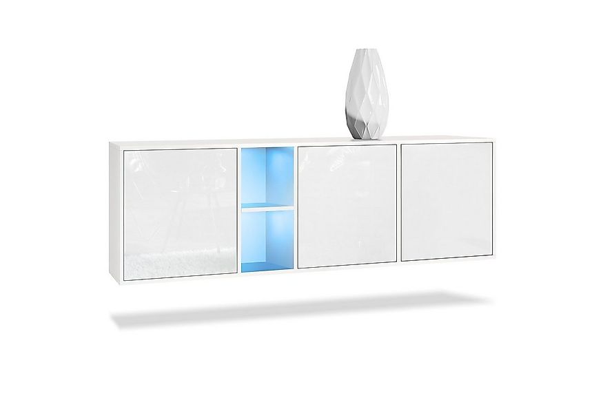 Vladon Sideboard Cuba (Kommode, mit 3 Türen und 2 offene Fächer), Weiß matt günstig online kaufen