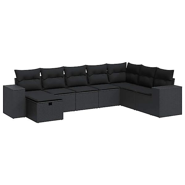 vidaXL 8-Tlg Garten-Sofagarnitur mit Kissen Schwarz Poly Rattan 3325731 günstig online kaufen