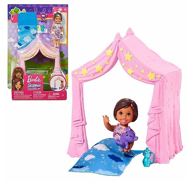 Barbie Anziehpuppe Skipper Babysitter Puppe mit Zelt und Schlafsack Barbie günstig online kaufen