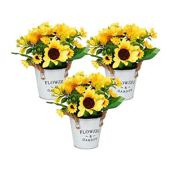 Kunstpflanze 3er Set künstliche Sonnenblumen im günstig online kaufen