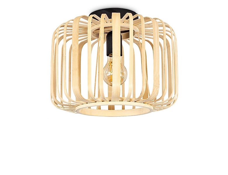 hofstein Deckenleuchte »Padra« Deckenlampe aus Metall in Schwarz, mit Bambu günstig online kaufen