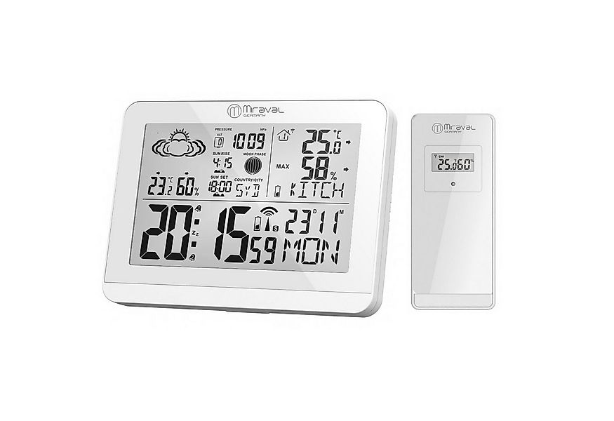 Miraval Klimamesser Moderne Design Funk-Wetterstation, mit Aussensensor ben günstig online kaufen