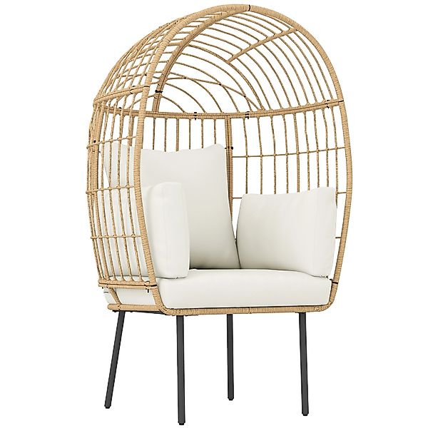Outsunny Rattansessel Stahl  PE-Rattan 95L x 80B x 155H cm Beige günstig online kaufen