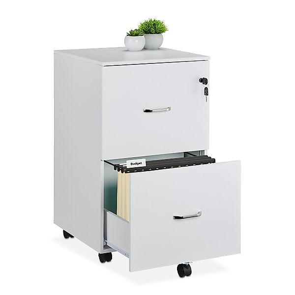 relaxdays Rollcontainer mit Hängeregist, Weiß günstig online kaufen