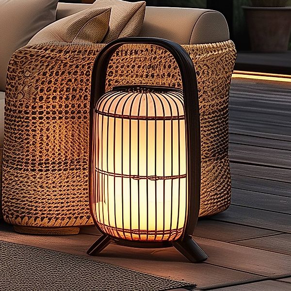 Lucande Terrassenleuchte Basket,Kunststoff,schwarz IP44,64cm günstig online kaufen