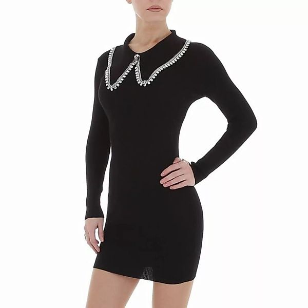 Ital-Design Strickkleid Damen Party & Clubwear Strass Stretch Strickoptik M günstig online kaufen
