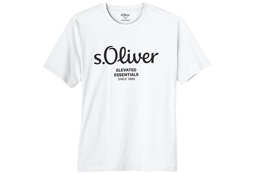 s.Oliver Rundhalsshirt s.Oliver Übergrößen T-Shirt weiß Logo-Frontprint günstig online kaufen