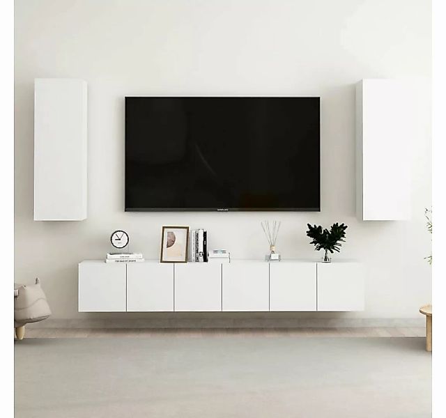 furnicato TV-Schrank 5-tlg. TV-Schrank-Set Hochglanz-Weiß Holzwerkstoff günstig online kaufen