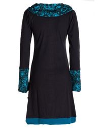 Vishes Jerseykleid Blumen-Kleid Langarm-Shirtkleid Schal-Kragen Baumwolle günstig online kaufen