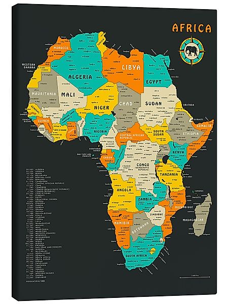 Posterlounge Poster Jazzberry Blue, Afrika-Karte, Klassenzimmer günstig online kaufen