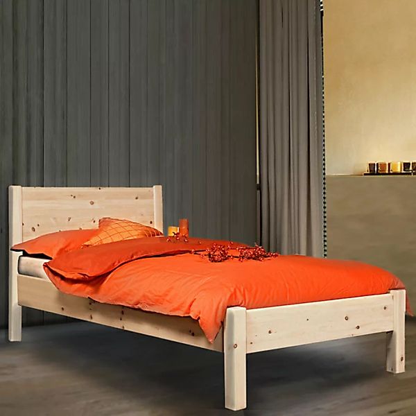 Klassisches Einzelbett 'Dream Base' - Aus Astfichte Mit Rückenlehne günstig online kaufen