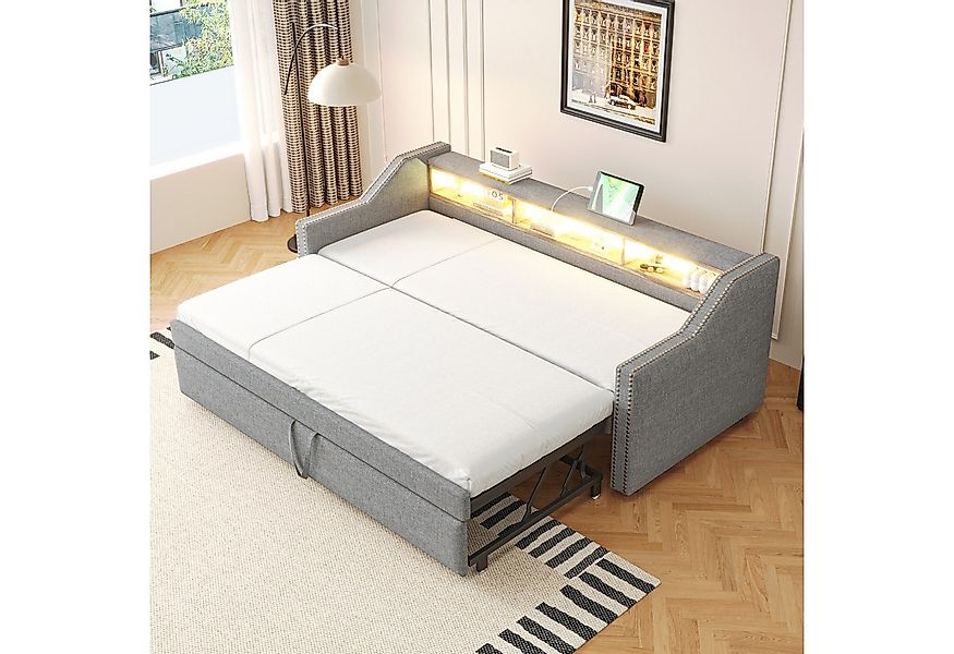 Flieks Daybett, Ausziehbares Polsterbett Schlafsofa 90/180x190cm mit USB-La günstig online kaufen