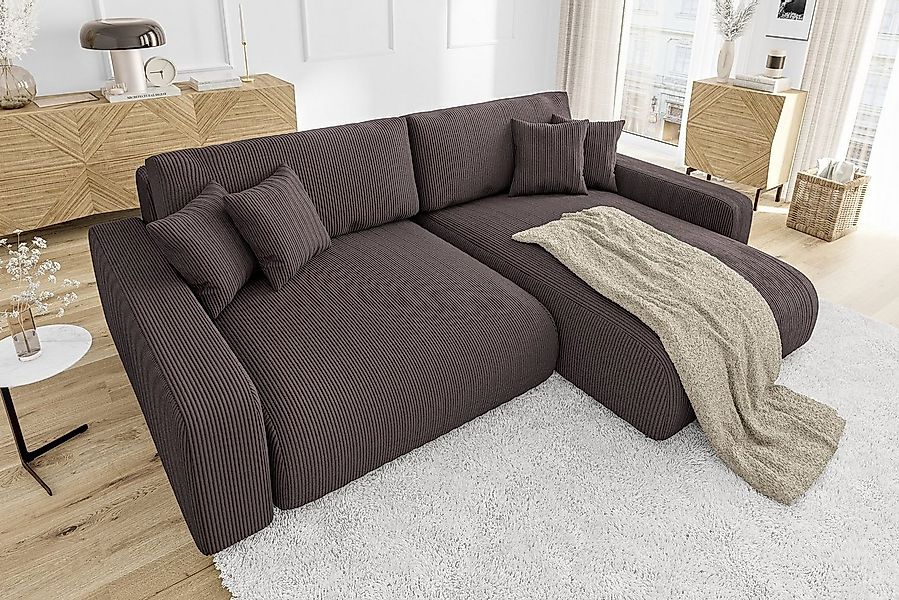 S-Style Möbel Ecksofa Emma mit Bettfunktion in Cord-Stoff, schöner Sitzkomf günstig online kaufen