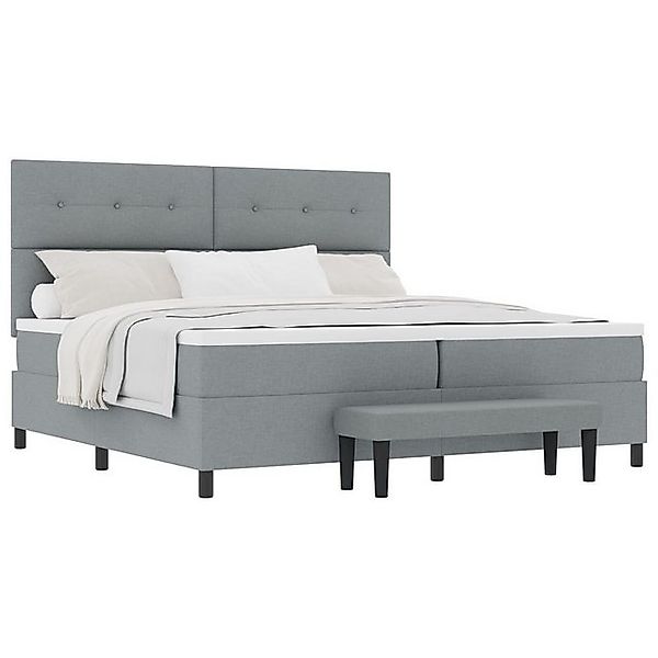 vidaXL Bett Boxspringbett mit Matratze & Bank Hellgrau 200x200 cm Stoff (2- günstig online kaufen
