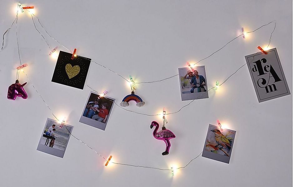 Koopman Lichterkette LED Foto-Lichterkette mit bunten Klammern Fotoleine Bi günstig online kaufen