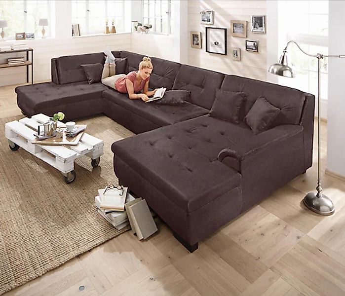 Home affaire Wohnlandschaft »Bergen zeitlos und elegant, U-Form« wahlweise günstig online kaufen