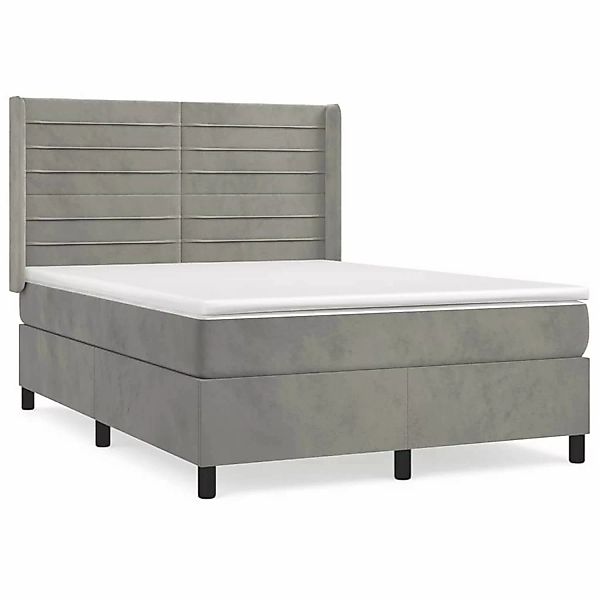 Vidaxl Boxspringbett Mit Matratze Hellgrau 140x200 Cm Samt günstig online kaufen