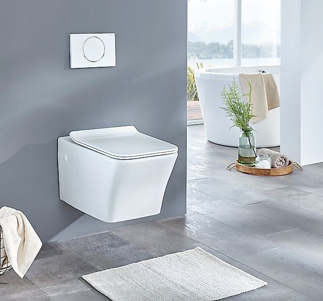 welltime Tiefspül-WC Trento eckig, wandhängend, Spülrandloses günstig online kaufen