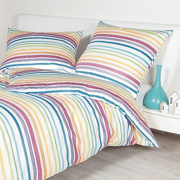 Janine Mako Satin Bettwäsche Palermo 31127-09 Streifen Bunt 135x200 günstig online kaufen