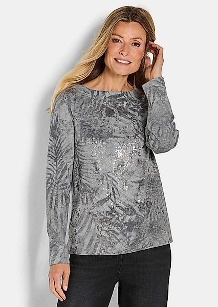 GOLDNER Print-Shirt Langarm Printshirt, U-Boot-Ausschnitt Longsleeve mit Me günstig online kaufen