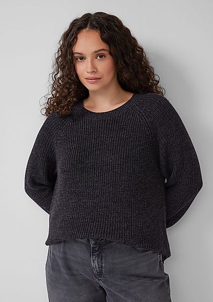 QS Strickpullover Melierter Strickpullover mit Raglanärmeln günstig online kaufen