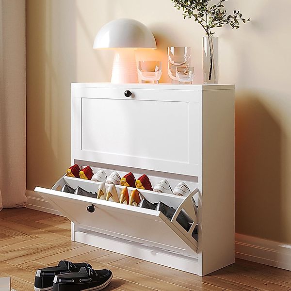 VOWNER Schuhschrank mit 2 Klappen, Schuhregal günstig online kaufen