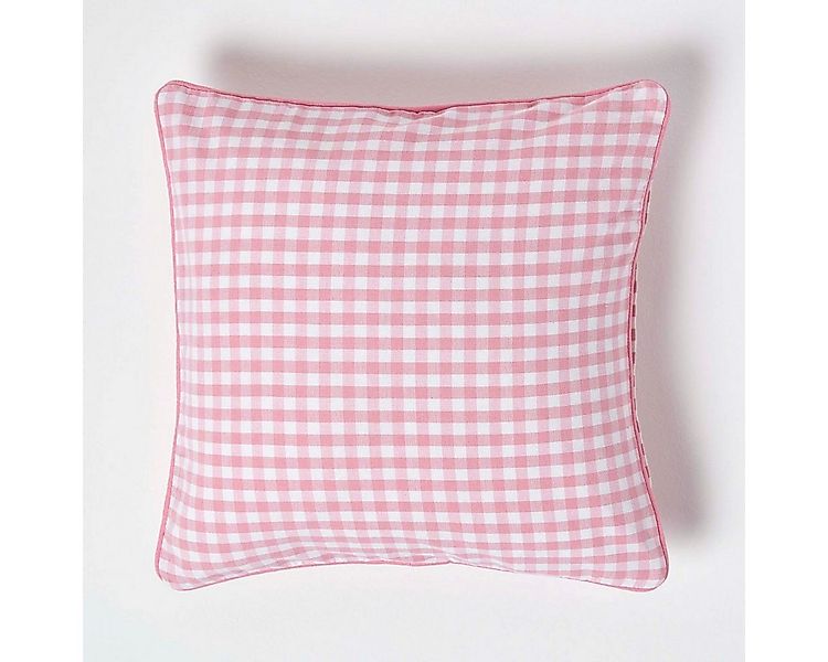 Homescapes Kissenhülle Gingham-Kissenbezug aus Baumwolle, 45 x 45 cm, rosa günstig online kaufen