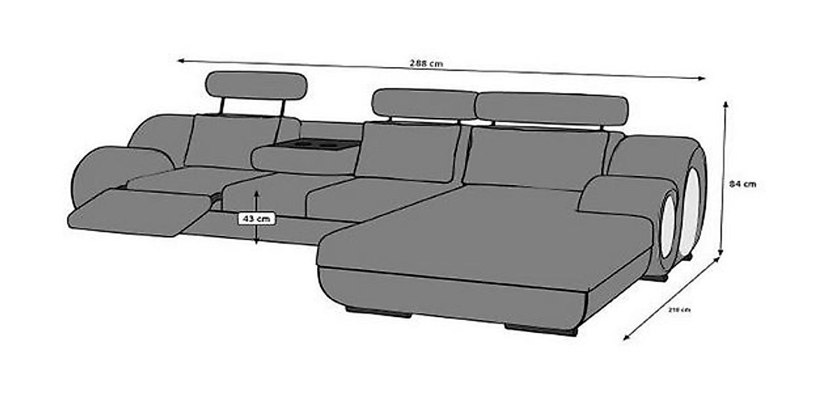 JVmoebel Ecksofa Designer Polster Sofa + USB Ledersofa Wohnlandschaft Eckso günstig online kaufen