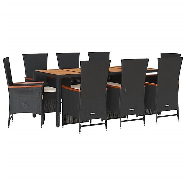 vidaXL 9-Tlg Garten-Essgruppe mit Kissen Schwarz Poly Rattan 3277518 günstig online kaufen