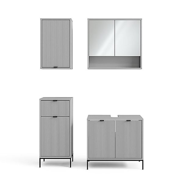 Vicco Badmöbel-Set Eliza, Grau, 4 Teile, günstig online kaufen