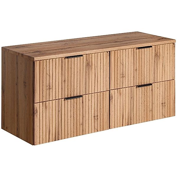 Lomadox Waschbeckenschrank ADELAIDE-56 Wotaneiche mit gerillter günstig online kaufen