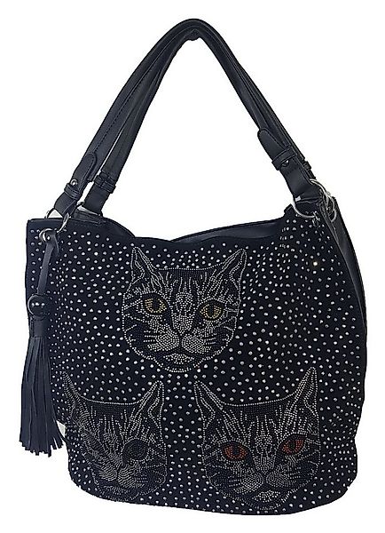 Einkaufszauber Beuteltasche Beutel Handtasche Katzen, Katzen aus Strass günstig online kaufen