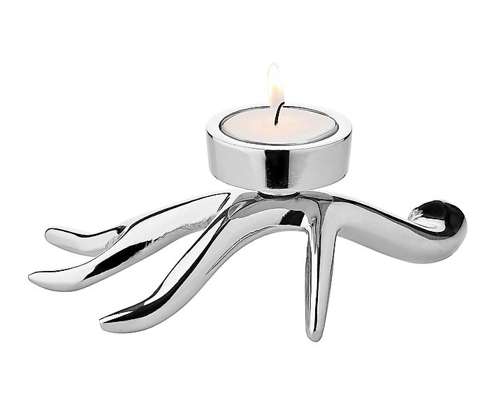 EDZARD Kerzenhalter Keke, Silber-Optik, Geweih-Design, Aluminium, günstig online kaufen
