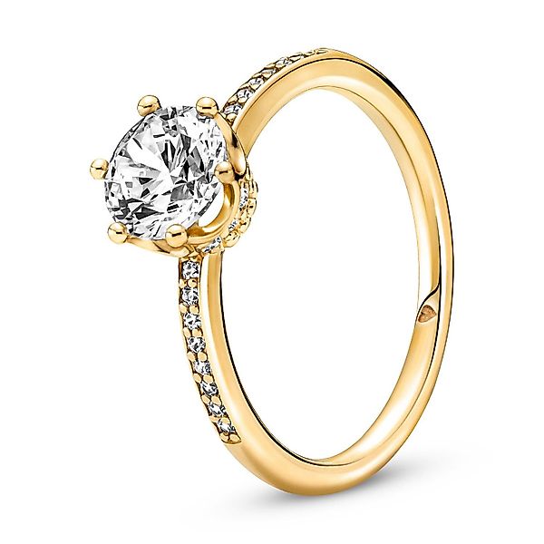 Pandora Solitärring für Funkelnde Krone Goldfarben günstig online kaufen