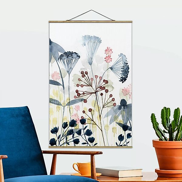 Stoffbild Blumen mit Posterleisten - Hochformat Wildblumen Aquarell I günstig online kaufen