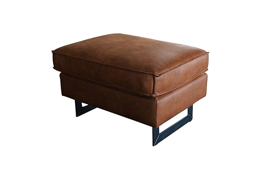 KAWOLA Hocker VILNIUS, Polsterhocker Kunstleder mit Lederanteil cognac günstig online kaufen