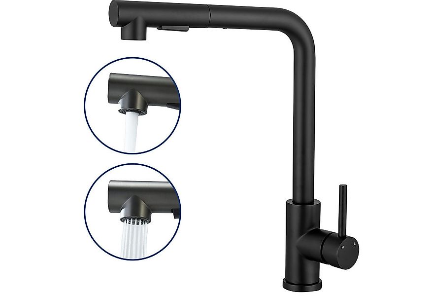 AICA Küchenarmatur Wasserhahn Küche Hochdruck mit 40cm Auszug & 360° Drehfu günstig online kaufen