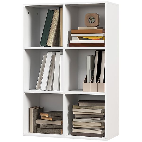 HOMCOM Würfelregal mit 6 Fächern, Platzsparendes Regal aus Holz, Raumteiler günstig online kaufen