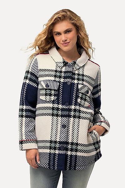 Ulla Popken Kurzjacke Jacke Karomuster Hemdkragen Langarm günstig online kaufen