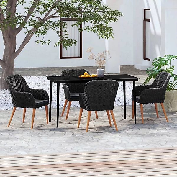 Vidaxl 5-tlg. Garten-essgruppe Mit Auflagen Schwarz günstig online kaufen