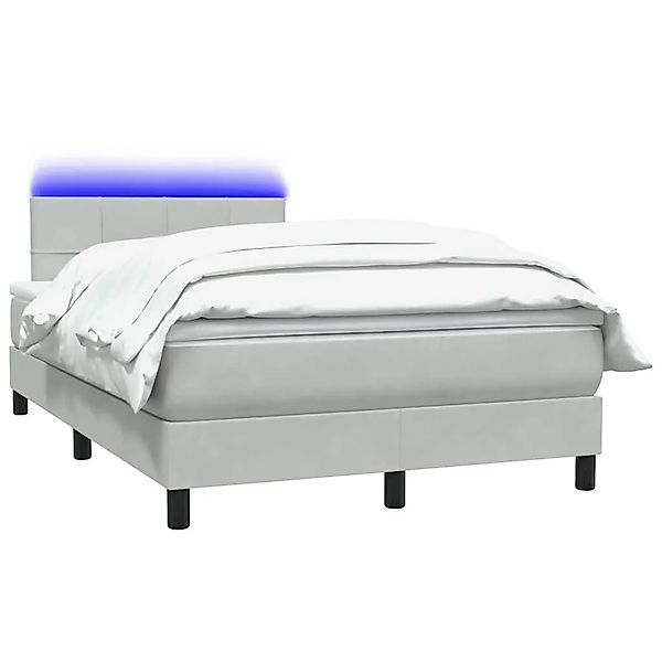 vidaXL Boxspringbett mit Matratze & LED Hellgrau 120x210 cm Samt 3316875 günstig online kaufen