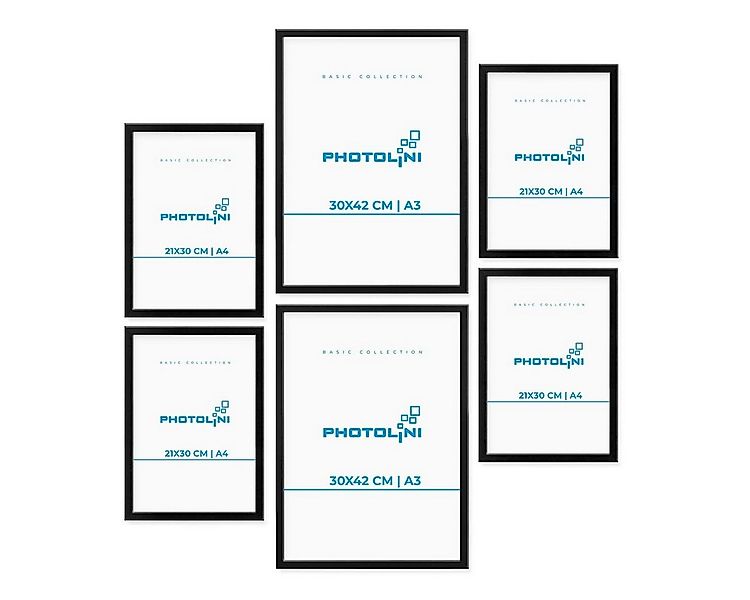 PHOTOLINI Bilderrahmen 6er Set Modern Schmal 30x42 cm / A3 und 21x30 cm / A günstig online kaufen