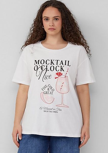 QS Kurzarmshirt Baumwollshirt mit überschnittener Schulter und Frontprint günstig online kaufen